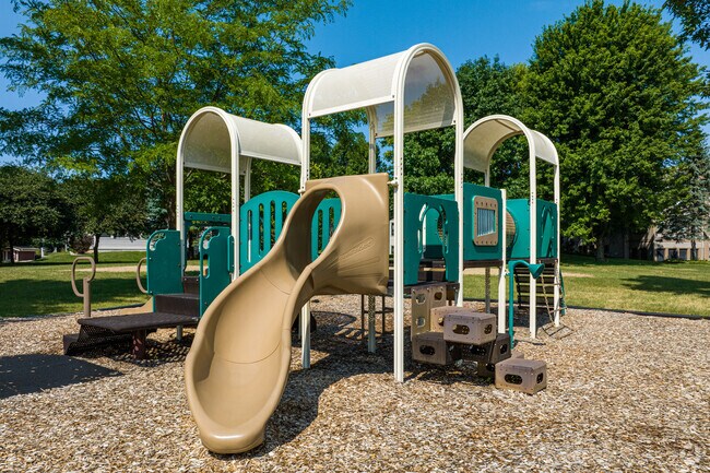 Children from the Stonefield neighborhood enjoy the jungle gym at Stonefield Park.