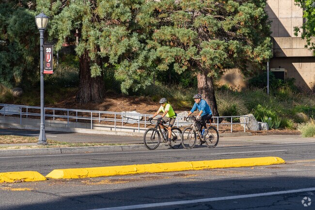 A couple of South Ashland friends enjoy their ride along the Siskiyou Boulevard.