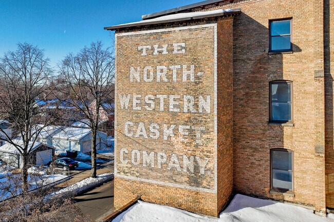 Windom Park preserves its industrial heritage with the historic North Western Casket Company building.