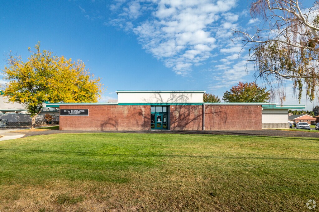 A welcoming entrance is seen at McClure Elementary School.