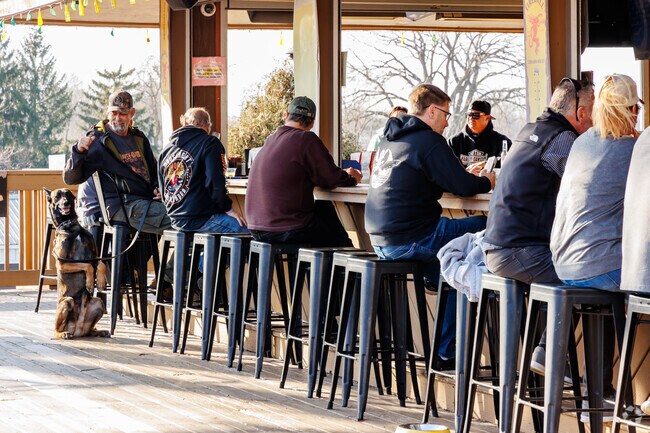 Even the dogs love Docks Bar & Grill near Robert Meadow Hill.