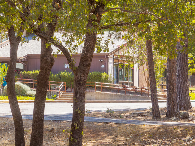 Oak Run Elementary has a small campus surounded by trees.