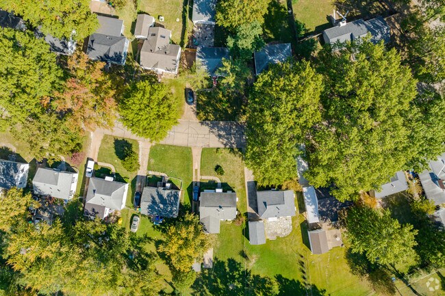 Top down aerial view of homes in Hanley Hills.