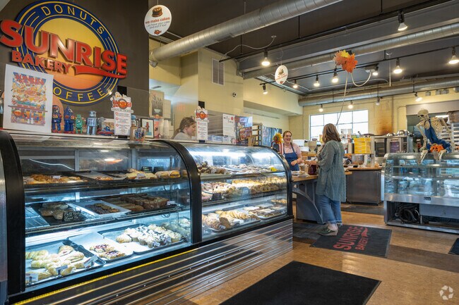 The welcoming and delicious smelling Sunrise Bakery in downtown Fortville.