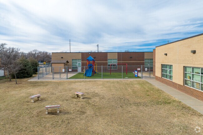 Here is the side yard with a playground at Ortiz Elementary School.