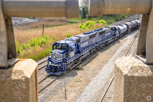Industrial rail lines running through Northeast Village are evidence of Flint's industrial history.