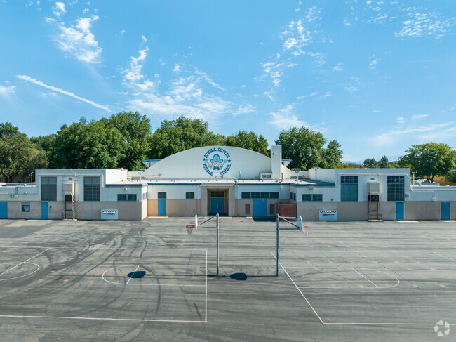 A building at John A Sutter Middle School in Winnetka, CA.