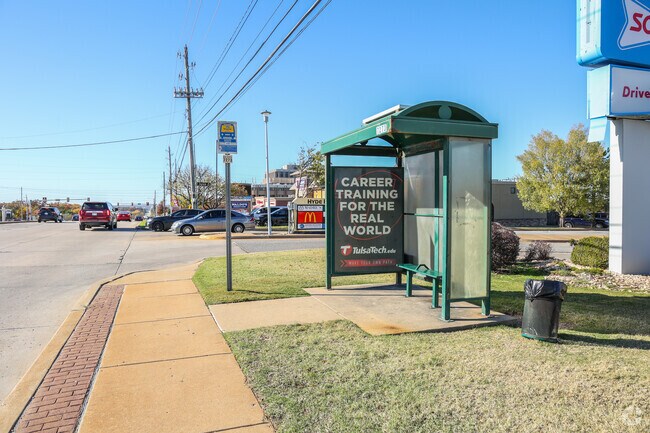 Tulsa Transit runs multiple bus stops throughout Minshall Park.