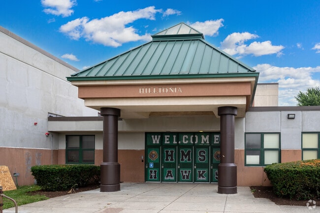 Main entrance for the Hilltonia Middle School in the Brookshire neighborhood.