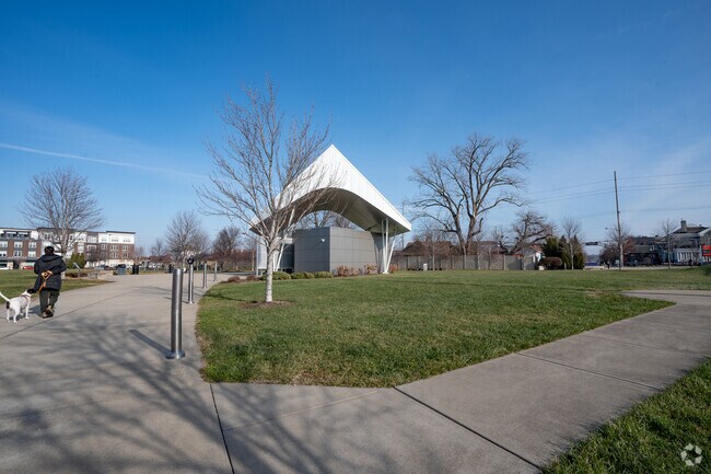 Big Four Station Park has a pavilion and nearly a half mile of paved walking path.