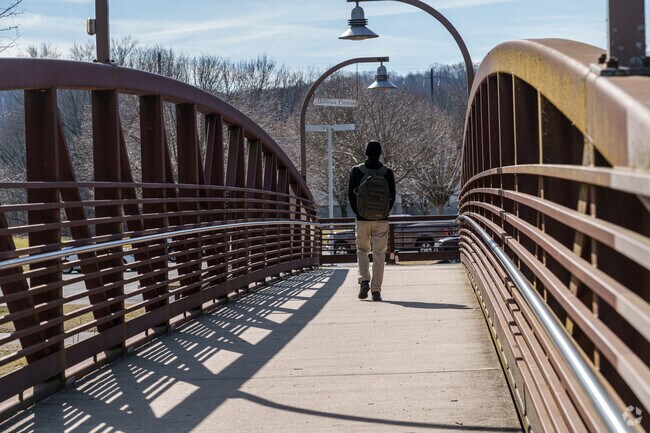 The paths at Kerr Park cross the Brandywine Creek at this footbridge.