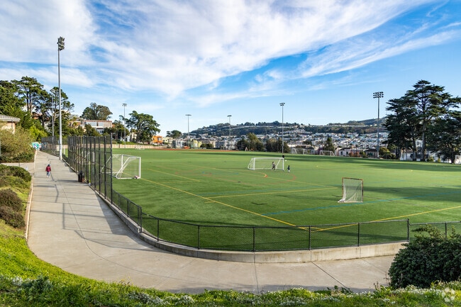 Oceanview Park occupies a full city block in the neighborhood.