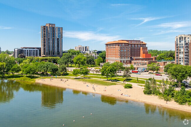 Bde Maka Ska offers a large swimming beach on the north end of the lake.