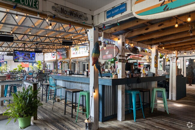 Enjoy fresh seafood at Flying Fish Bar & Grill.