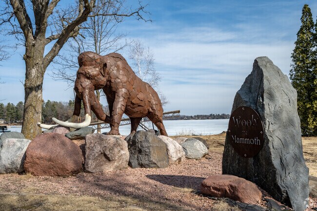 Wooly the Mammoth is a unique sculpture near Indian Mounds Park on Rice Lake.