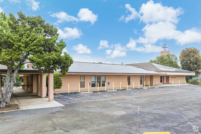 Trinity Christian School's grounds has a few attached buildings to extend classrooms.