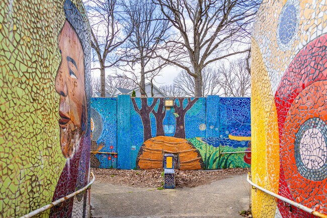 The Edgebrook underpass is a colorful passageway filled with murals and art.