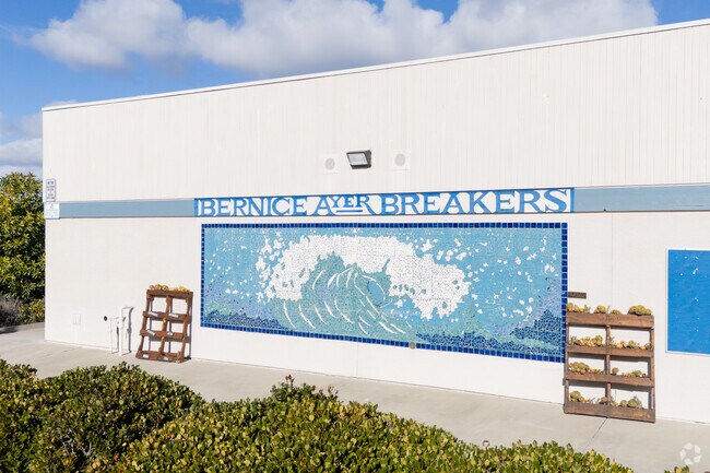 A beautiful mural adorns the exterior of Bernice Ayer Middle School.