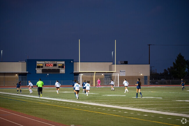Girls playing soccer at Silverado High