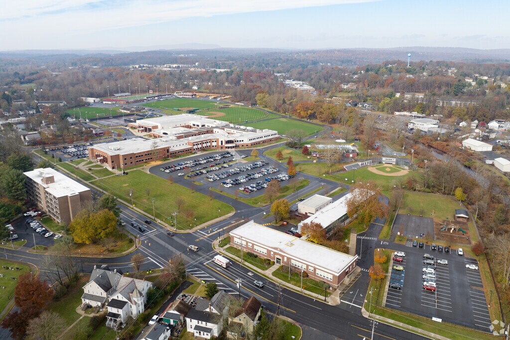 Aerial view of the Morey School in Downtown Stroudsburg, PA.