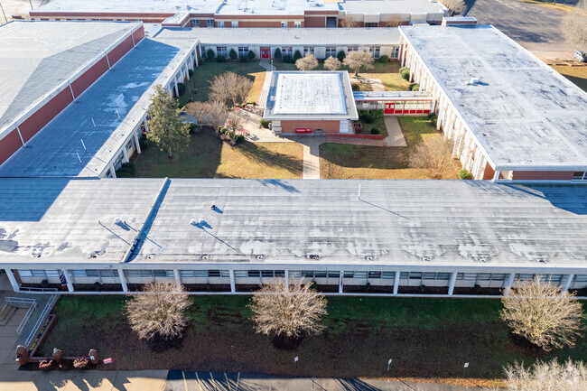 An aerial view of East Rowan High School.