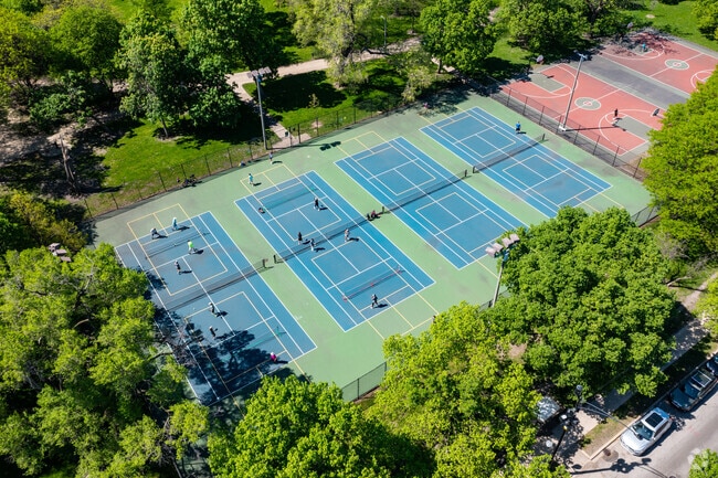 Tennis lovers can play a game with neighbors in Albany Park.