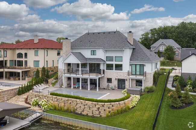 Some larger waterfront homes along the reservoir in Geist.