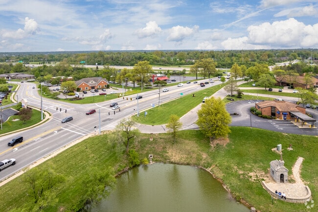 Aerial view of Crestview Hills showing Interstate 275 in the background.
