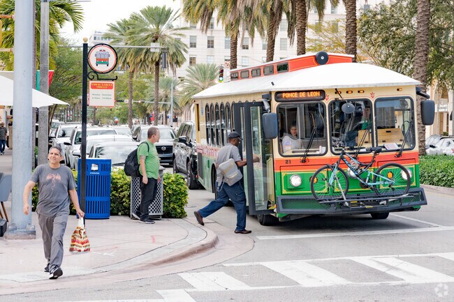 The Coral Gables trolley serves residents of Downtown Gables with multiple stops.