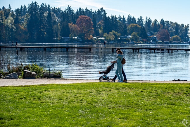 Footsteps trace the sandy path at Juanita Beach Park on a crisp fall afternoon.