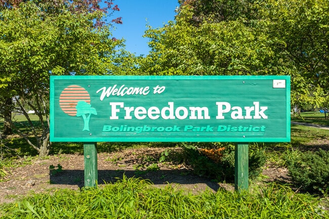 The subdivision's name is from the neighborhood's central park, Freedom Park.