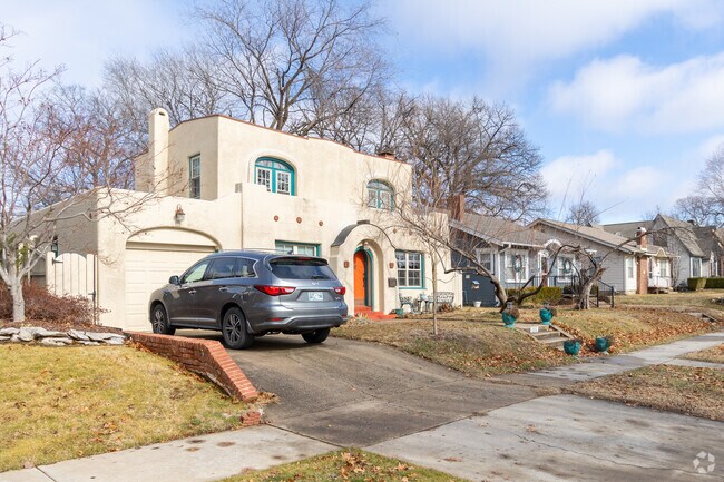 Adobe style is rare in this neighborhood but a welcome feature of Yorktowns eclectic vibe.