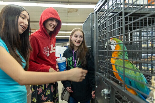 Say hello to the parrots while shopping for your pet at Tropical Kingdom.